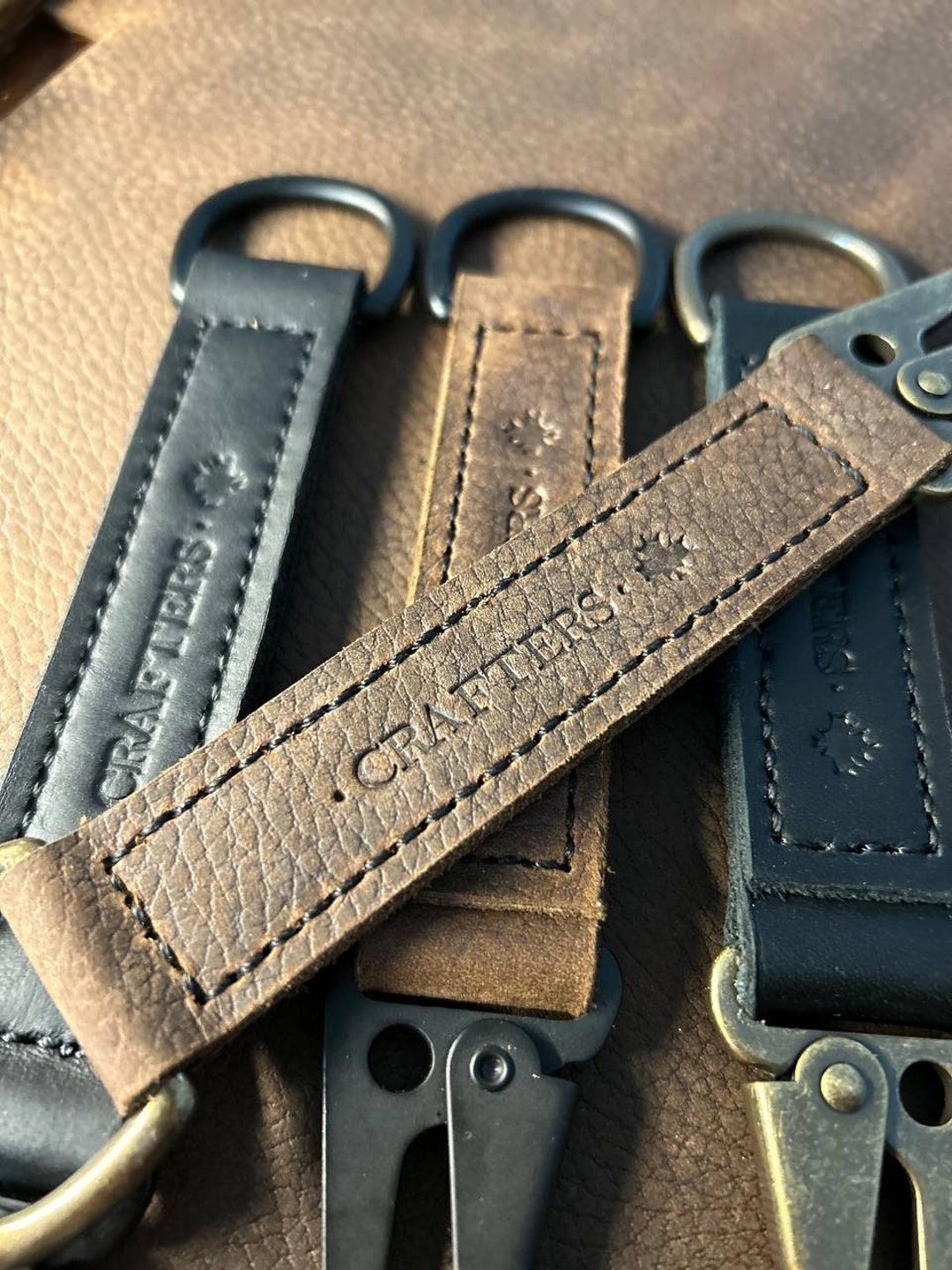 Portachiavi In Pelle Morbida Con Moschettone Marrone/Moka | Acciaio - Foto 6