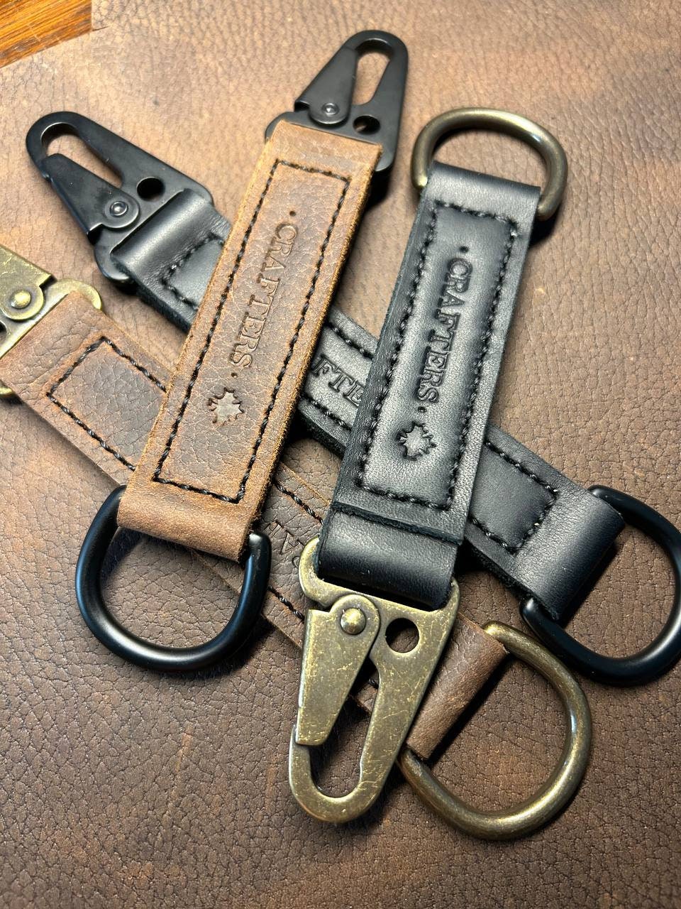 Portachiavi In Pelle Morbida Con Moschettone Marrone/Moka | Acciaio - Foto 13