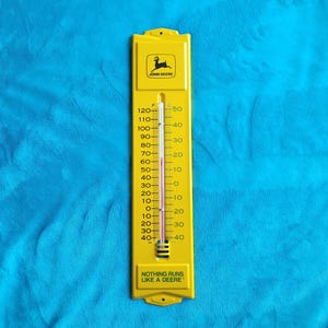 Vintage John Deere Metal Wall Thermometer 12.75&quot;