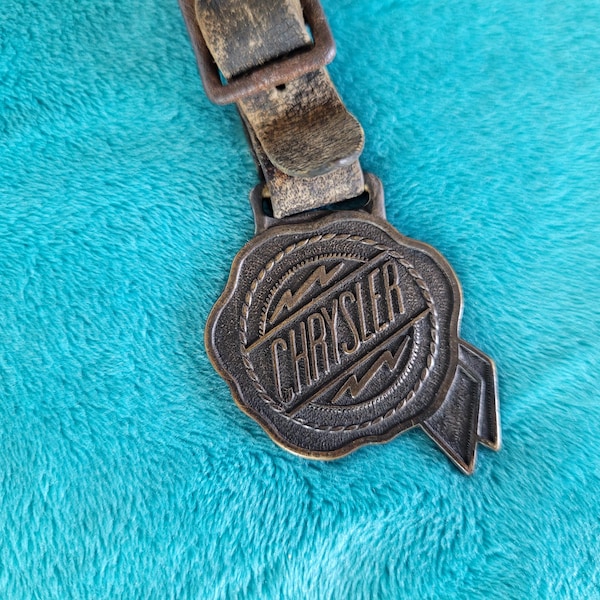 Vintage Leather Watch Fob Chrysler Corporation Detroit Automobile History