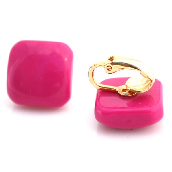 Vintage Magenta Clip On Earrings