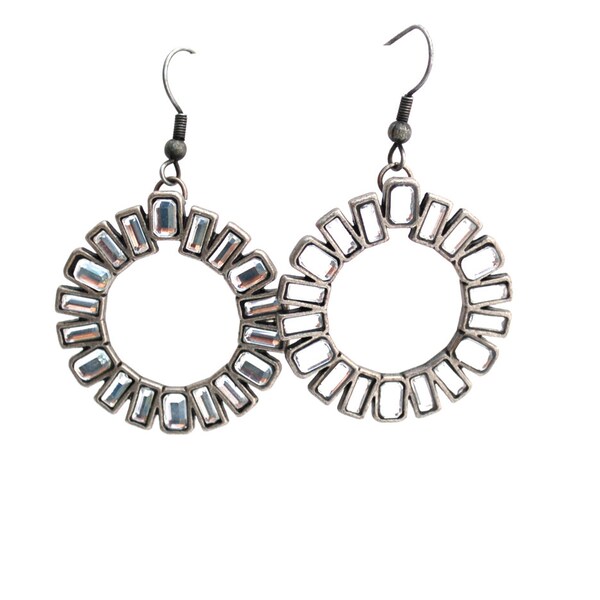 CLEARANCE Rhinestone Circle Art Deco Earrings