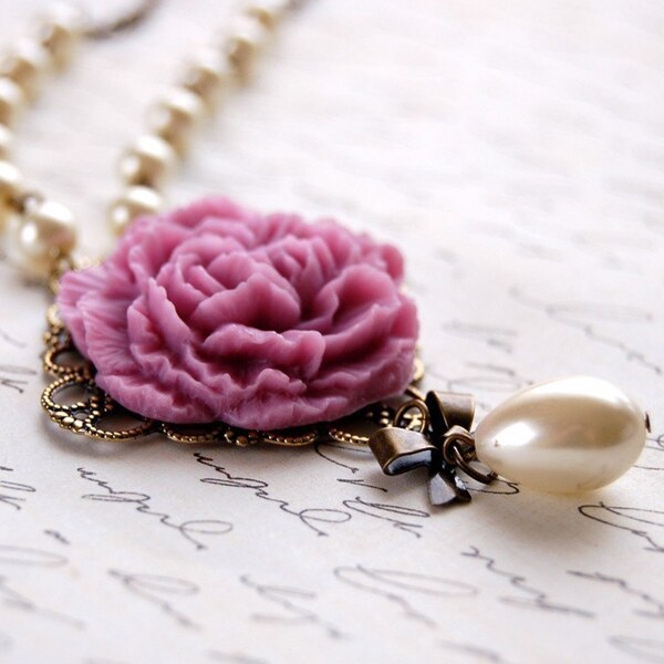 Mauve Carnation Necklace Buy 3 Get 1 Free