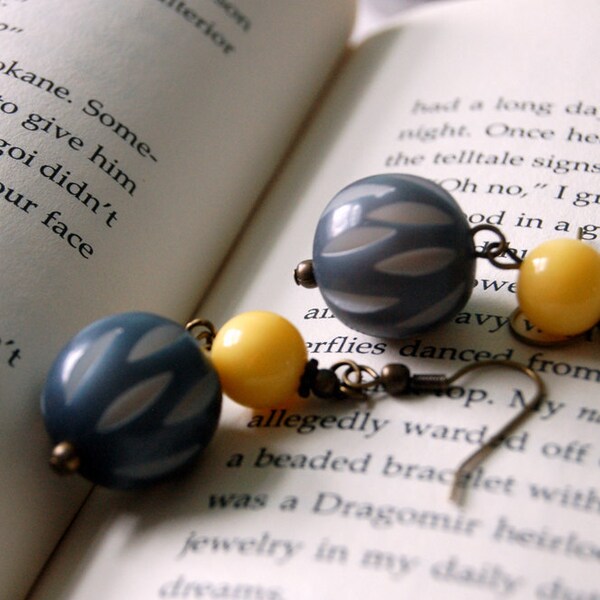 Navy Blue and Yellow Bauble Earrings Buy 3 Get 1 Free