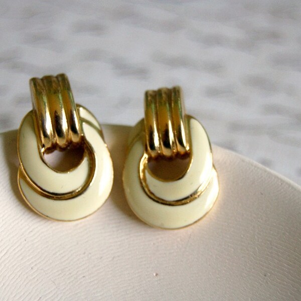 Vintage Cream and Gold Trifari Earrings Buy 3 Get 1 Free