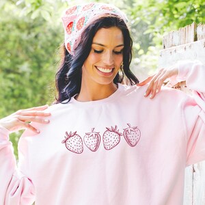 Strawberry Sketch Sweatshirt: Cottagecore Fruit Crewneck