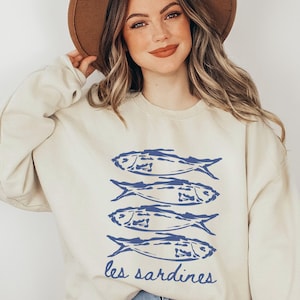Sardines Sweatshirt Fisherman Aesthetic Les Sardines Tinned Fish Shirt Coastal Aesthetic Oceancore Sardine Womensclothing Top Trending Items
