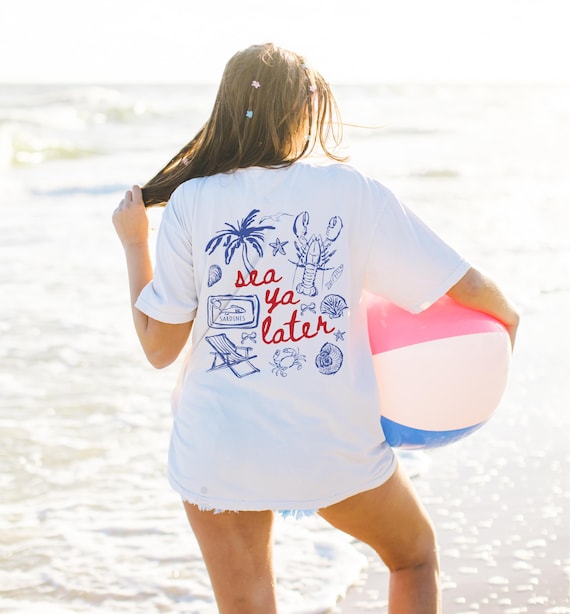 Fisherman Aesthetic Sea Ya Later Shirt Sardines Shirt Tinned Fish Shirt Seashells Coastal Aesthetic Oceancore Lobster Beach Seashell Shirt
