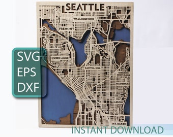 Laser Files for 3D Seattle Map - Laser Cut Files - Multi Layer Wood ...
