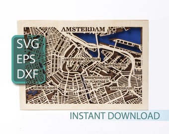 Amsterdam - Map: Multilayer Sperrholz Design (SVG, EPS, DXF)