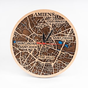 Amiens kaart SVG, meerlaagse ambacht, 3D-lasergesneden kaart, Frankrijk ontwerp, overzicht stad straat, houten Cricut-project, Glowforge-patroon, digitaal bestand