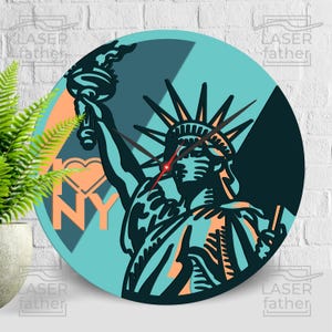 Estátua da Liberdade SVG, Eu Amo NY SVG, Relógio da Cidade de Nova York, Corte a Laser em Camadas, Arquivos 3D Glowforge, Cricut Crafts, Download Digital