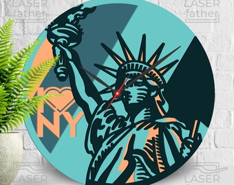 Statue of Liberty Clock SVG: Layered 3D Laser Cut File (Digital Download)