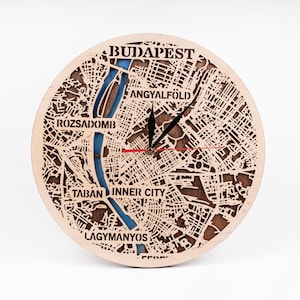 Budapest Stadt Karte, 3D Geschichte SVG, Ungarn Design, CNC Ausschnitte, Sperrholz Laserschnitt, digitaler Download, Glowforge Vorlagen, Uhr Vektor