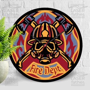 Fire Department SVG, Firefighter Laser Cut, Fireman Axe Art, 3D Layered Wood Projects, Xtool Design, CNC Crafts, Instant Digital Download