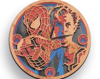 Spiderman Layered Clock SVG: Superhero Laser Cut File (Digital Download)