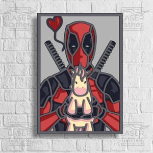 Deadpool Unicorn 3D Shadow Box SVG: Laser Cut File (Digital Download)