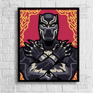 Schwarzer Panther SVG, 3D Laserschnitt, Avengers Ausschnitt, sofortiger Download ai eps dxf cdr dwg, Cricut-Dateien für Shadow Box, Superheld Design