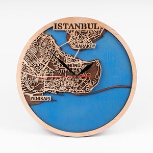 Istanbul Türkei Karte, geschichtet SVG für Laserschneiden, sofortige digitale Datei, Stadt Ausschnitt, Holz Cricut Designs, 3D Glowforge Dateien, Uhr Vektor
