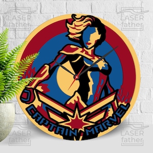 Superheld SVG, Avengers Frau Kunst, Laser Cut Uhr, Sperrholz CNC-Projekte, Schichtvorlagen, Digitaler Download, Glowforge, Xtool, Cricut