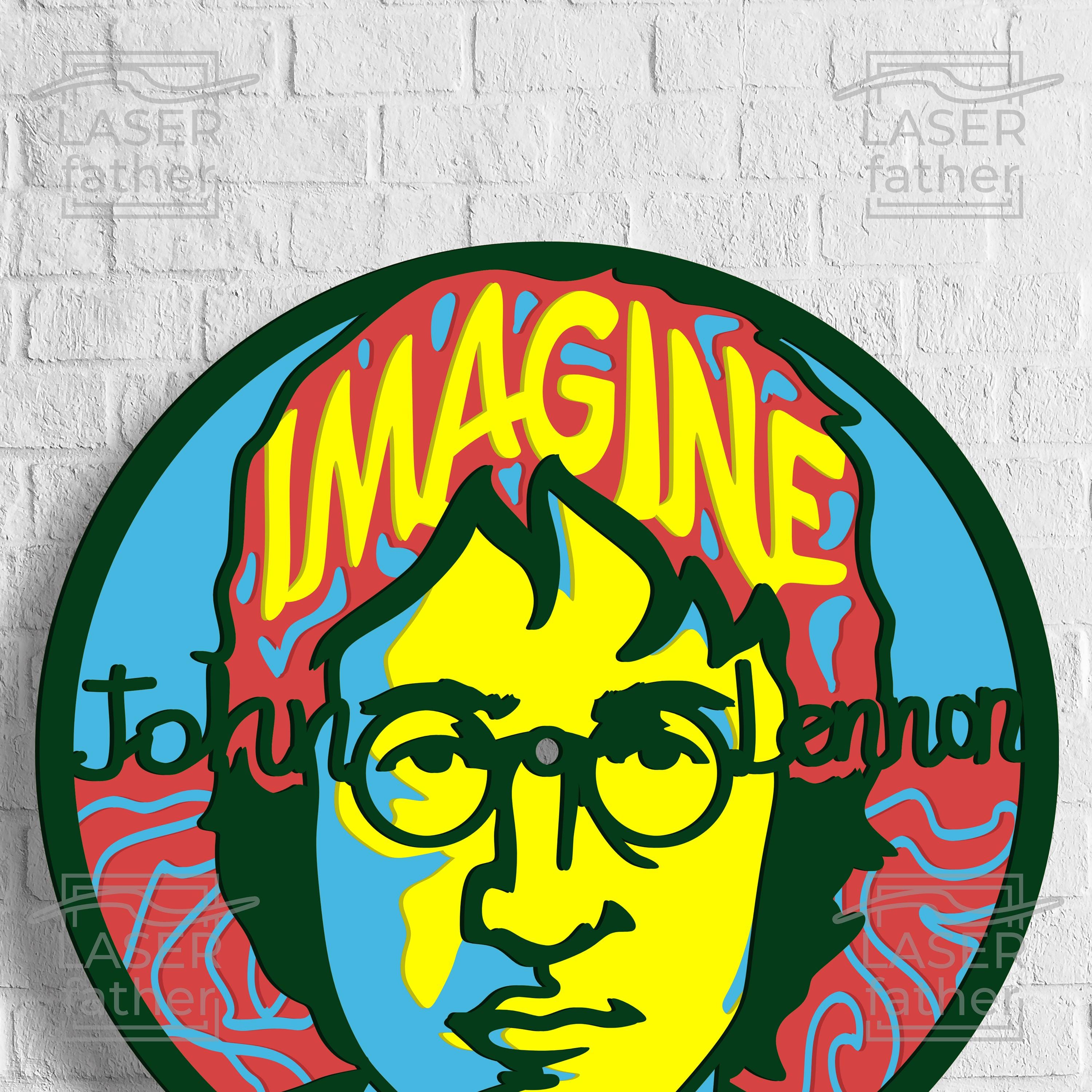 k*g様 96年 vintage Beatles JOHN LENNON コピー John Lennon Imagine Clock SVG: Layered Beatles Design (laser Cut