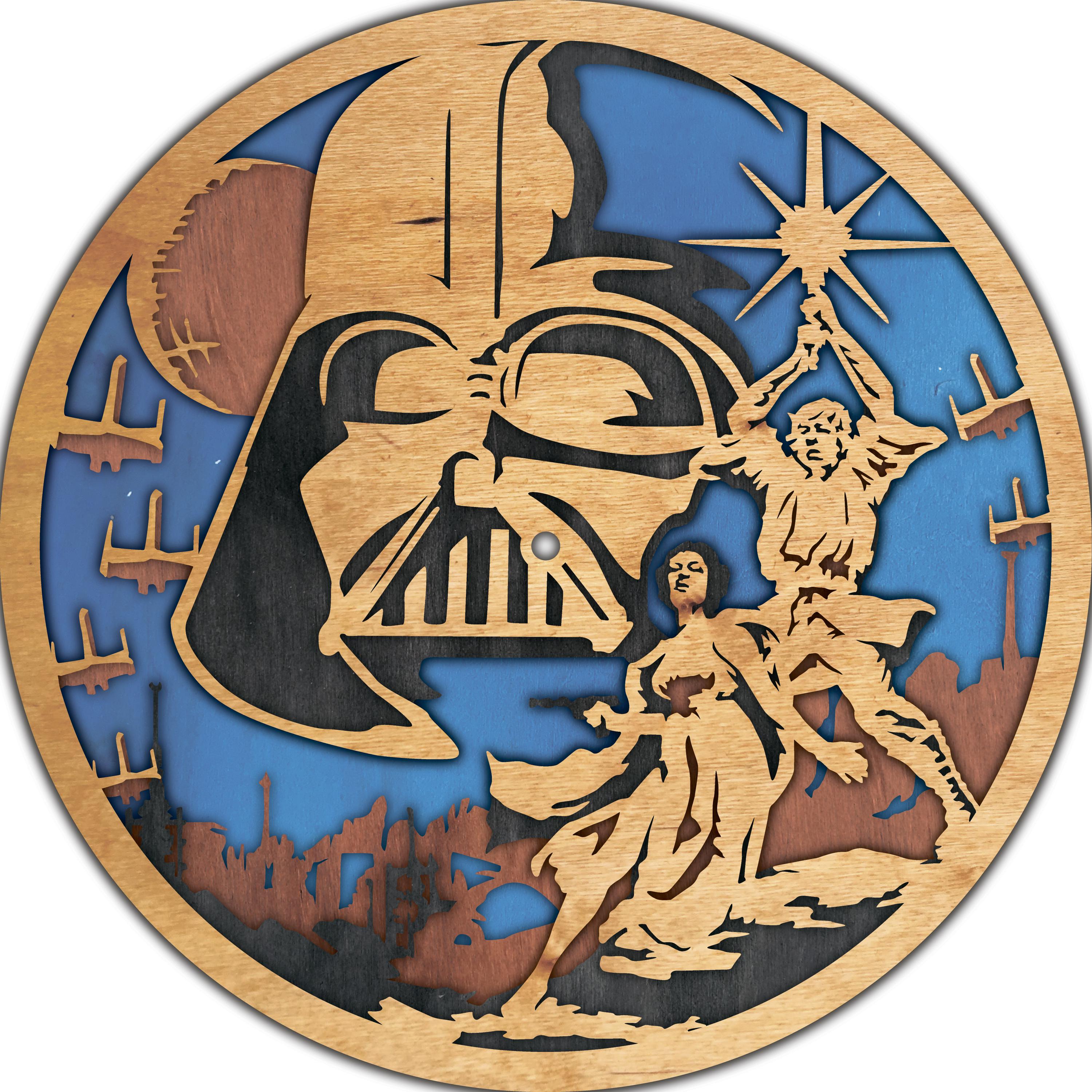 Star Wars Darth Vader Multilayer Clock SVG: Laser Cut Files