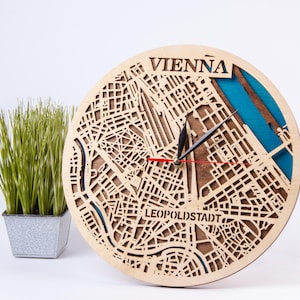 Kaart Wenen Oostenrijk, stadsstraat SVG, 3D hout lasergesneden, meerlaags ontwerp, CNC klokkunst, Instant Download, Xtool Projects