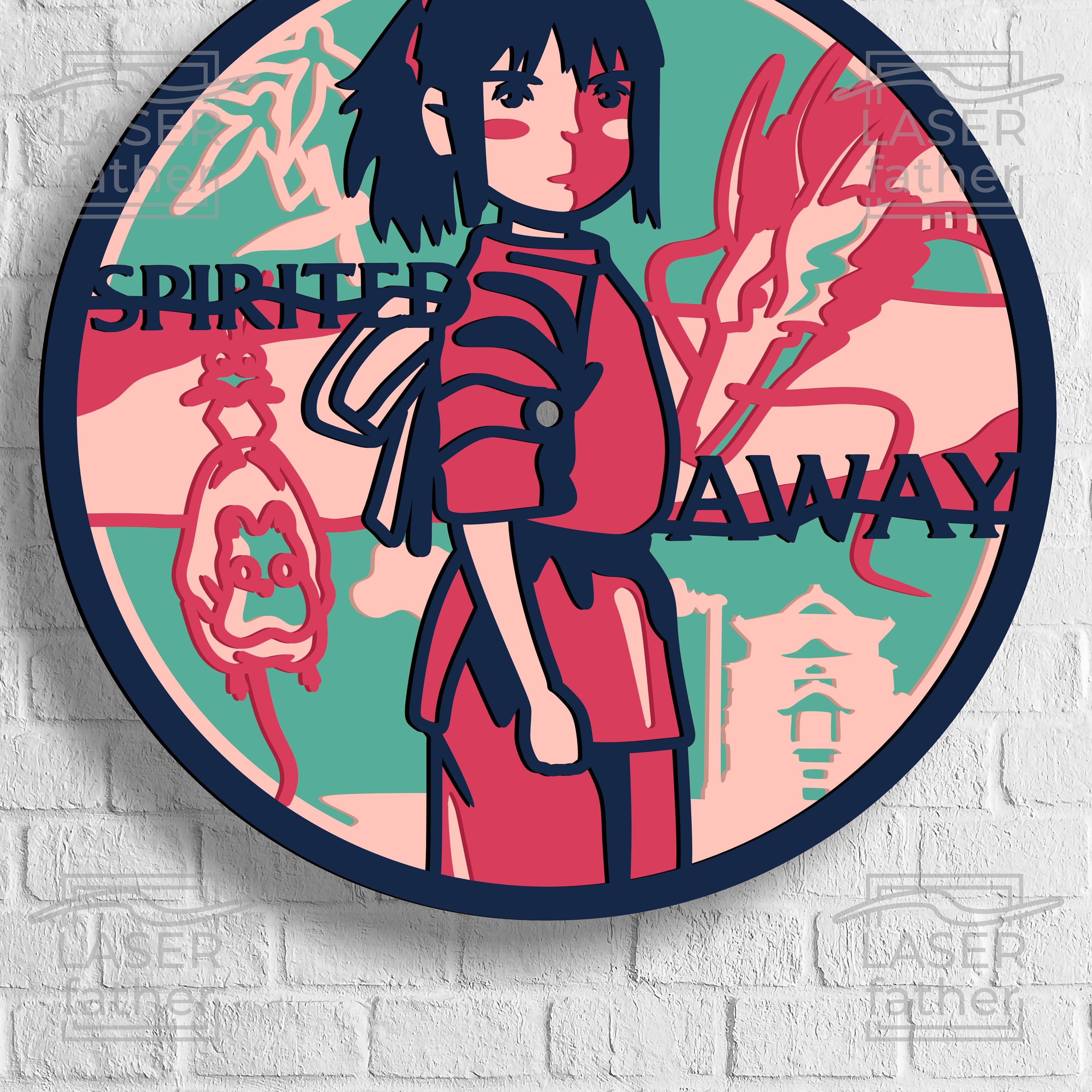 Spirited Away Clock SVG: Chihiro, Haku, Anime Laser Cut File