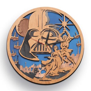 Star Wars SVG, Darth Vader Laser Cut Files, Multilayer Uhr, Cricut Schneiden, Glowforge Design, CNC Projekte, 3D Layer Art, Instant Download