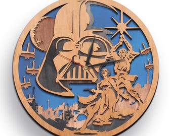 Star Wars SVG, Darth Vader Laser Cut Files, Multilayer Clock, Cricut Cutting, Glowforge Design, CNC Projects, 3D Layer Art, Instant Download