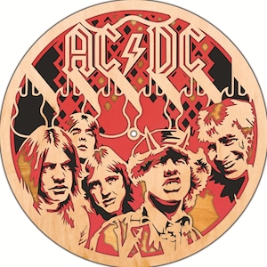 ACDC SVG, corte láser Xtool, diseños de bandas de rock, SVG de heavy metal, archivos Glowforge 3D, arte en capas de madera, descarga digital instantánea