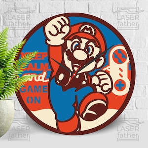 Super Mario SVG, Videospiele Laserschnitt, Spielfigur Kunst, 3D-Schichtuhr, digitaler Download, Cricut Schneiden, Glowforge Vorlagen