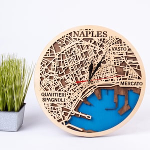 Mappa di Napoli, SVG strada cittadina, arte a strati 3D, Napoli Italia, download digitale istantaneo, taglio laser compensato, ritagli Cricut, orologio CNC