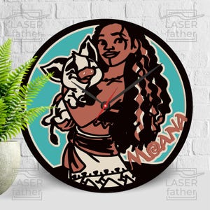 Moana SVG, SVG Pua, art princesse polynésienne, papier stratifié découpé au laser, conception de dessin animé, vecteur de Disneyland, formats numériques ai eps dxf dwg cdr