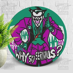 Joker SVG, gelaagde ambachten, multiplex uitsparingen, waarom zo serieus, lasergesneden klok, 3D CNC-routerbestanden, Cricut-sjablonen, Instant Download