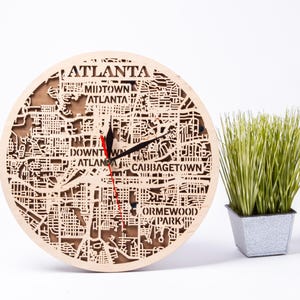 Atlanta SVG, 3D-stadskaart, lasersnijden bestanden, Georgia State Art, gelaagde houtbewerking, digitale download, klokontwerpen VS, Xtool-project
