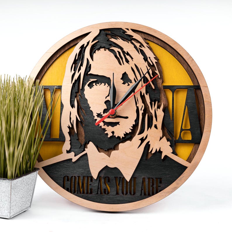 Kurt Cobain Clock SVG: Layered Laser Cut File (digital Files) - Etsy