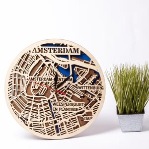 Amsterdam Stadt Karte, Städte SVG, 3D Laser geschnitten Holz, mehrschichtige Datei, Niederlande Wandkunst, sofortiger Download, CNC Design, Xtool Projects
