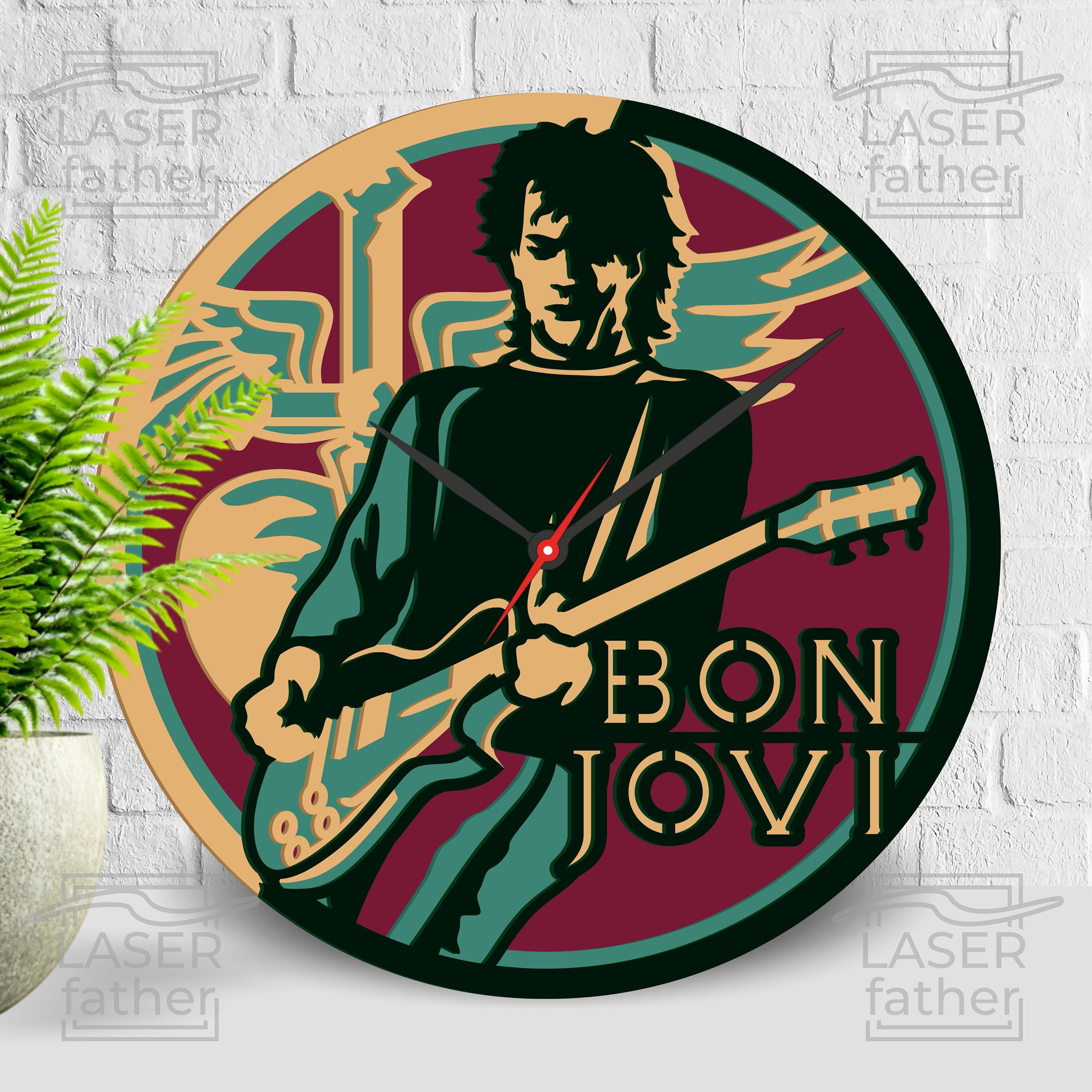Bon Jovi Clock Template: Rock Band Silhouette, Laser Cut Files