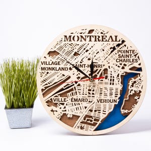 Montréal Canada, rue de la ville SVG, fichier de cartes découpées au laser, travaux manuels CNC, horloge multicouche, projets Cricut 3D, découpes en bois, téléchargement immédiat