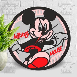 Disneyland Mouse SVG, 3D Cricut Crafts, Cartoon Character Laser Cut File, Layered Wood Clock, Glowforge Pattern, Instant Download