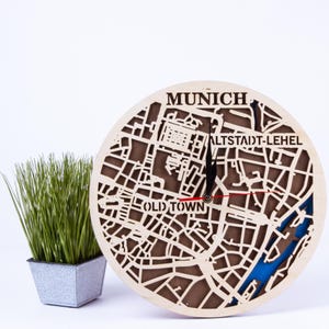 SVG van München, stadsplattegrond Duitsland, 3D-lasersnijden houtprojecten, digitale download, Xtool Design, meerlaagse ambacht, Glowforge-bestanden
