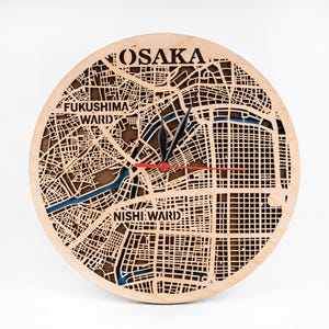 Osaka, Japan, Aziatische stadsplattegrond, 3D-gelaagde SVG, CNC-ambachten, lasersnijden sjablonen, multiplex gesneden bestanden, Xtool Design, directe digitale download