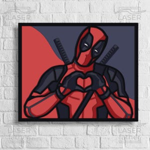 Deadpool SVG dla Cricut, 3D wielowarstwowy superbohater, wycięcie ze sklejki, natychmiastowe pobieranie cyfrowe, projekt cięcia laserowego, pliki Glowforge