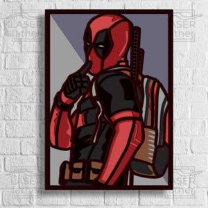 Deadpool SVG, super-héros en couches, fichiers numériques instantanés, modèle de boîte en papier, découpe laser 3D, projets CNC, modèles Glowforge