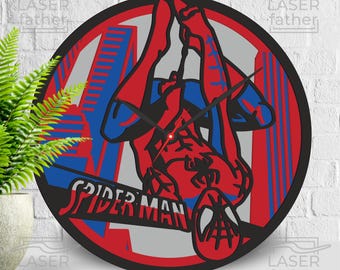 Spider-Man Layered Clock SVG: Laser Cut Template, Avengers Design (Digital Files)