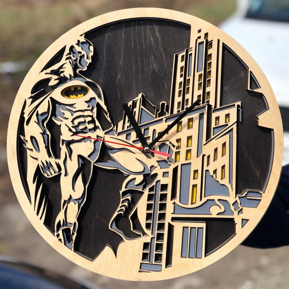 Dark Knight Clock SVG: Layered Laser Cut Files (Digital Download)
