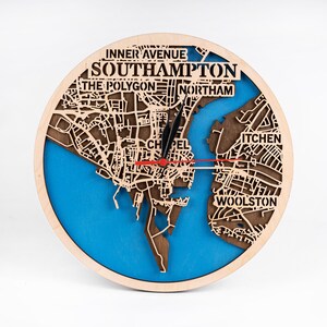Mapa de Southampton, ciudad del Reino Unido, SVG multicapa 3D, recortes láser, diseño Glowforge, Xtool Crafting, descarga instantánea
