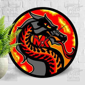 mortal Kombat SVG, Drachen Logo SVG, laserfertige Datei, geschichtet Holzschnitt, Videospiel-Design, sofortiger Download, Glowforge Vorlage, CNC Handwerk