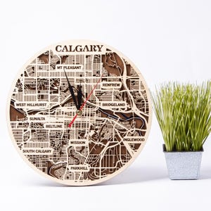 Calgary Canadá, arquivo de laser de cidade 3D, mapa de madeira SVG, corte Cricut, 3 camadas, download digital instantâneo, designs Glowforge, relógio de roteador CNC